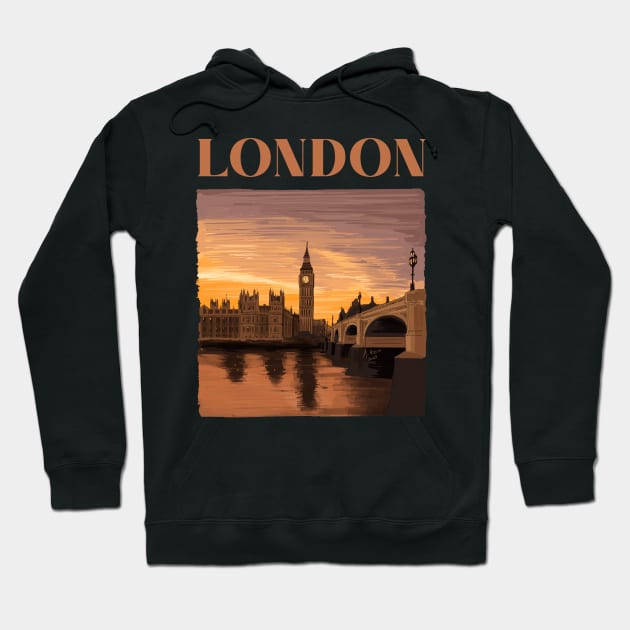 London by sunset Illustration Hoodie by burrotees